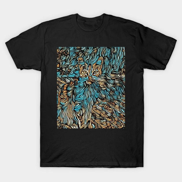 Abstract Colorful Cat Painting T-Shirt by SAM DLS